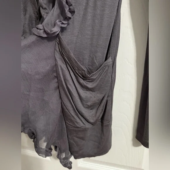 Anthropologie Gray Ruffle Cardigan - Large - NWOT - Picture 3 of 6